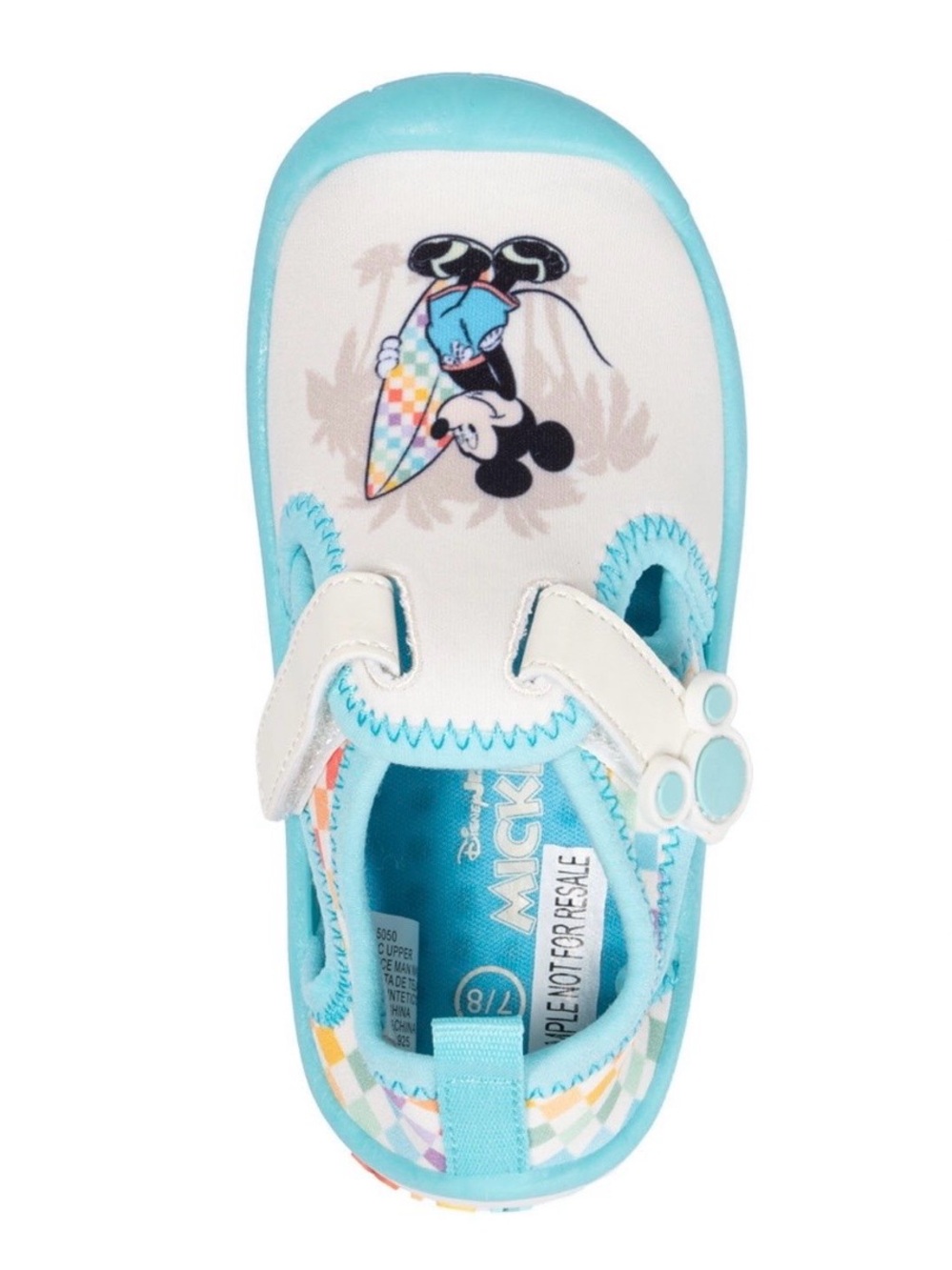 NWOT Disney 5T 6T Blue and White Mickey Mouse Kids Toddler Water Shoe